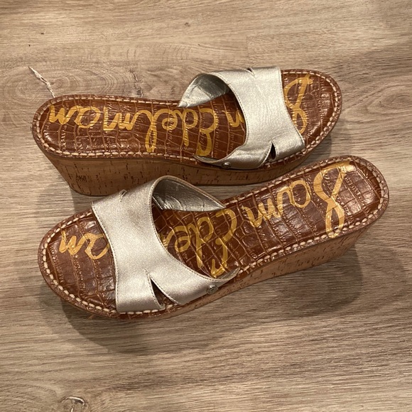 Sam Edelman Silver Reid Platform Wedges - Picture 2 of 8